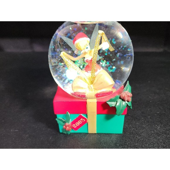 Disney Store Tinker Bell Christmas Snow Globe 2005 Wrapping Gift Holly EUC - Picture 9 of 9